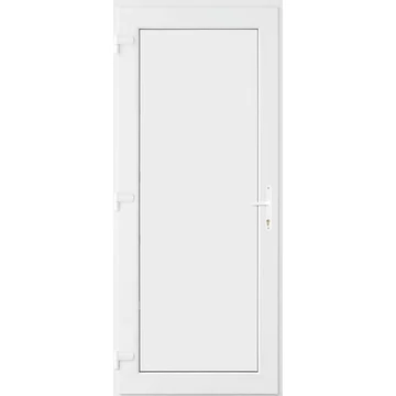 Műanyag bejárati ajtó 100x210 balos Delaware tömör 2 rétegű üveggel, 5 kamrás fehér
