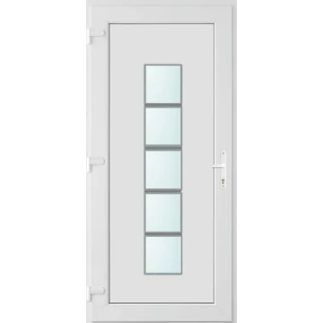 Műanyag bejárati ajtó 100x210 balos Maryland 1 üveges 2 rétegű üveggel, 5 kamrás fehér