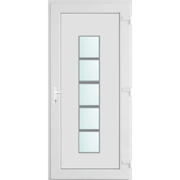 Műanyag bejárati ajtó 100x210 jobbos Maryland 1 üveges 2 rétegű üveggel, 5 kamrás fehér