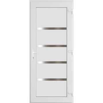 Műanyag bejárati ajtó 100x210 jobbos Norfolk tömör 3 rétegű üveggel és hőszigetelt panellel 5 kamrás fehér
