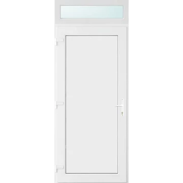 Műanyag bejárati ajtó 100x240 balos Delaware tömör 2 rétegű üveggel, 5 kamrás fehér