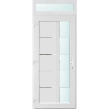 Műanyag bejárati ajtó 100x240 balos Indiana 1 üveges 2 rétegű üveggel, 5 kamrás fehér