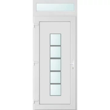 Műanyag bejárati ajtó 100x240 balos Maryland 1 üveges 2 rétegű üveggel, 5 kamrás fehér