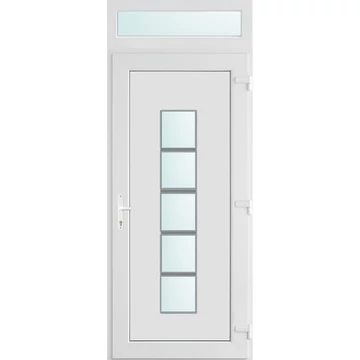 Műanyag bejárati ajtó 100x240 jobbos Maryland 1 üveges 2 rétegű üveggel, 5 kamrás fehér