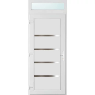 Műanyag bejárati ajtó 100x240 balos Norfolk tömör 3 rétegű üveggel és hőszigetelt panellel 5 kamrás fehér