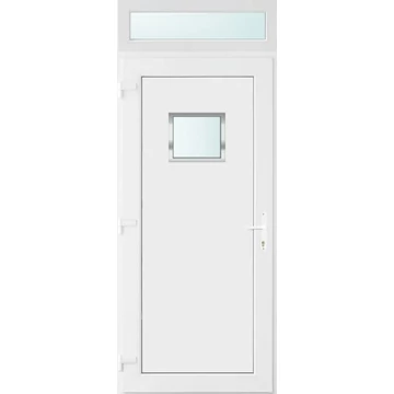 Műanyag bejárati ajtó 100x240 balos Washington 1 üveges 2 rétegű üveggel, 5 kamrás fehér