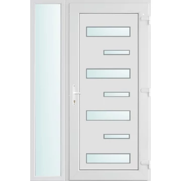 Műanyag bejárati ajtó 120x210 jobbos Georgia 7 üveges 2 rétegű üveggel, 5 kamrás fehér