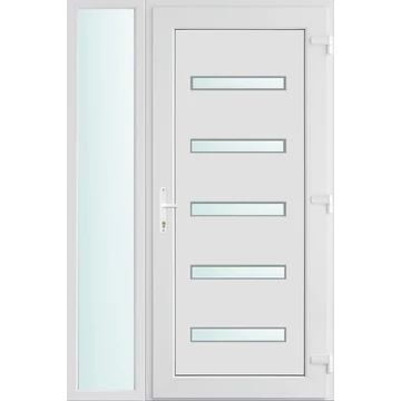 Műanyag bejárati ajtó 120x210 jobbos Jacksonville 5 üveges 2 rétegű üveggel, 5 kamrás fehér