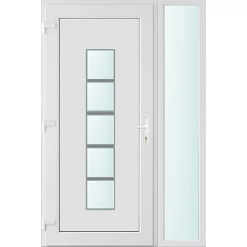 Műanyag bejárati ajtó 120x210 balos Maryland 1 üveges 2 rétegű üveggel, 5 kamrás fehér