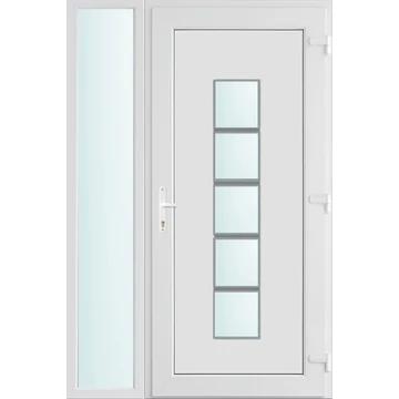 Műanyag bejárati ajtó 120x210 jobbos Maryland 1 üveges 2 rétegű üveggel, 5 kamrás fehér