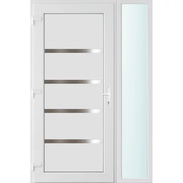 Műanyag bejárati ajtó 120x210 balos Norfolk tömör 3 rétegű üveggel és hőszigetelt panellel 5 kamrás fehér