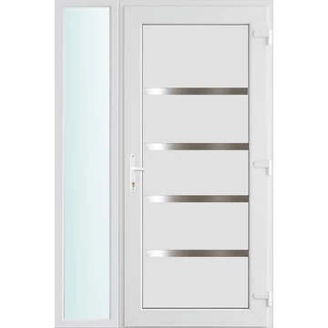 Műanyag bejárati ajtó 120x210 jobbos Norfolk tömör 3 rétegű üveggel és hőszigetelt panellel 5 kamrás fehér