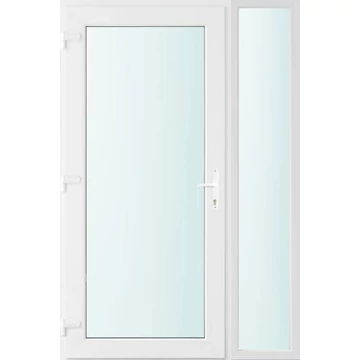 Műanyag bejárati ajtó 130x210 balos Baltimore üveges 2 rétegű üveggel, 5 kamrás fehér