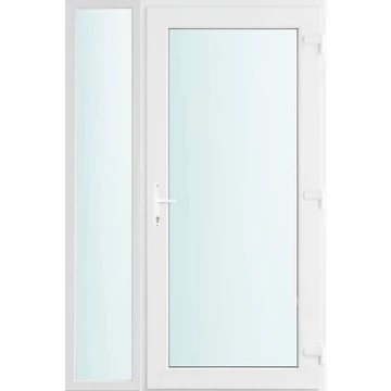 Műanyag bejárati ajtó 130x210 jobbos Baltimore üveges 2 rétegű üveggel, 5 kamrás fehér