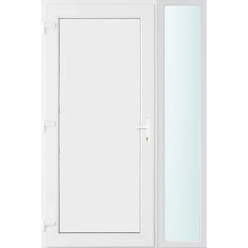 Műanyag bejárati ajtó 130x210 balos Delaware tömör 2 rétegű üveggel és hőszigetelt panellel 5 kamrás fehér