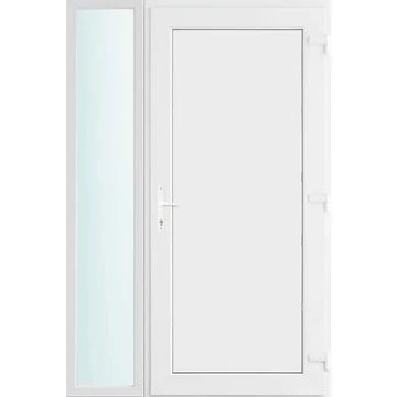 Műanyag bejárati ajtó 130x210 jobbos Delaware tömör 2 rétegű üveggel, 5 kamrás fehér