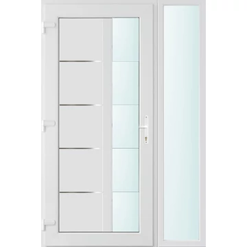 Műanyag bejárati ajtó 130x210 balos Indiana 1 üveges 2 rétegű üveggel, 5 kamrás fehér