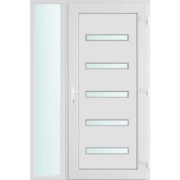 Műanyag bejárati ajtó 130x210 jobbos Jacksonville 5 üveges 2 rétegű üveggel, 5 kamrás fehér