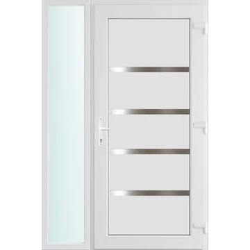 Műanyag bejárati ajtó 130x210 jobbos Norfolk tömör 2 rétegű üveggel, 5 kamrás fehér