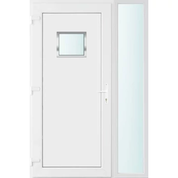 Műanyag bejárati ajtó 130x210 balos Washington 1 üveges 2 rétegű üveggel, 5 kamrás fehér