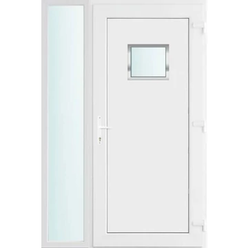 Műanyag bejárati ajtó 130x210 jobbos Washington 1 üveges 2 rétegű üveggel, 5 kamrás fehér