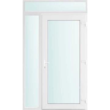 Műanyag bejárati ajtó 130x240 jobbos Baltimore üveges 2 rétegű üveggel, 5 kamrás fehér