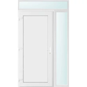 Műanyag bejárati ajtó 130x240 balos Delaware tömör 2 rétegű üveggel és hőszigetelt panellel 5 kamrás fehér