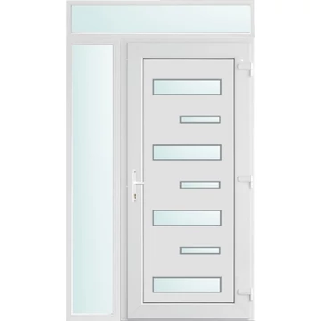 Műanyag bejárati ajtó 130x240 jobbos Georgia 7 üveges 2 rétegű üveggel, 5 kamrás fehér