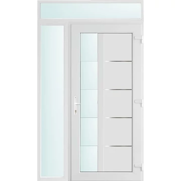 Műanyag bejárati ajtó 130x240 jobbos Indiana 1 üveges 2 rétegű üveggel, 5 kamrás fehér