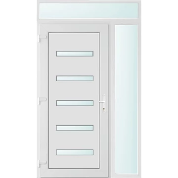 Műanyag bejárati ajtó 130x240 balos Jacksonville 5 üveges 2 rétegű üveggel, 5 kamrás fehér