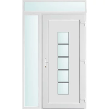 Műanyag bejárati ajtó 130x240 jobbos Maryland 1 üveges 2 rétegű üveggel, 5 kamrás fehér