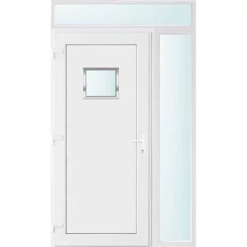 Műanyag bejárati ajtó 130x240 balos Washington 1 üveges 2 rétegű üveggel, 5 kamrás fehér