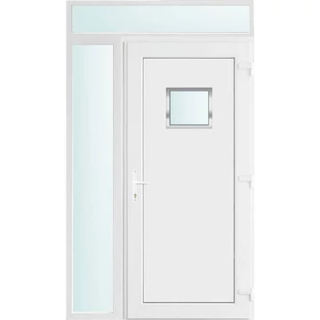 Műanyag bejárati ajtó 130x240 jobbos Washington 1 üveges 2 rétegű üveggel, 5 kamrás fehér