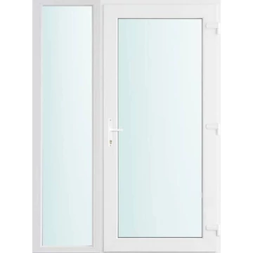 Műanyag bejárati ajtó 140x210 jobbos Baltimore üveges 2 rétegű üveggel, 5 kamrás fehér