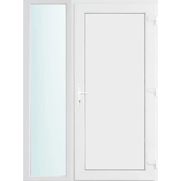 Műanyag bejárati ajtó 140x210 jobbos Delaware tömör 2 rétegű üveggel, 5 kamrás fehér