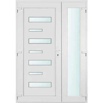 Műanyag bejárati ajtó 140x210 balos Georgia 7 üveges aszimmetrikusan nyíló 2 rétegű üveggel, 5 kamrás fehér