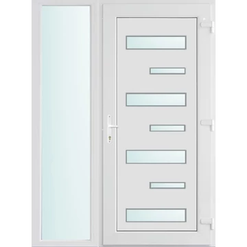 Műanyag bejárati ajtó 140x210 jobbos Georgia 7 üveges 2 rétegű üveggel, 5 kamrás fehér
