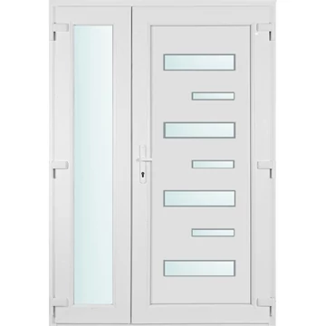 Műanyag bejárati ajtó 140x210 jobbos Georgia 7 üveges aszimmetrikusan nyíló 2 rétegű üveggel, 5 kamrás fehér
