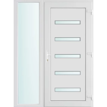 Műanyag bejárati ajtó 140x210 jobbos Jacksonville 5 üveges 2 rétegű üveggel, 5 kamrás fehér