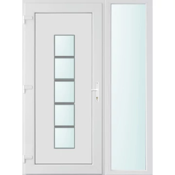 Műanyag bejárati ajtó 140x210 balos Maryland 1 üveges 2 rétegű üveggel, 5 kamrás fehér