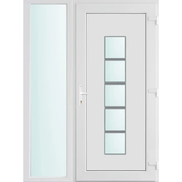 Műanyag bejárati ajtó 140x210 jobbos Maryland 1 üveges 2 rétegű üveggel, 5 kamrás fehér