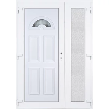 Műanyag bejárati ajtó 140x210 balos aszimmetrikusan nyíló Miami 1 üveges 5 kamrás fehér