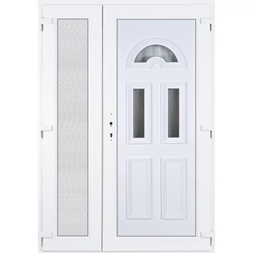Műanyag bejárati ajtó 140x210 jobbos aszimmetrikusan nyíló Miami 3 üveges 5 kamrás fehér