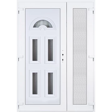 Műanyag bejárati ajtó 140x210 balos aszimmetrikusan nyíló Miami 5 üveges 5 kamrás fehér