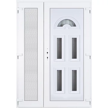 Műanyag bejárati ajtó 140x210 jobbos aszimmetrikusan nyíló Miami 5 üveges 5 kamrás fehér