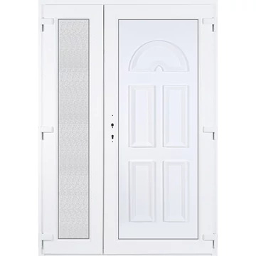 Műanyag bejárati ajtó 140x210 jobbos aszimmetrikusan nyíló Miami tömör 5 kamrás fehér