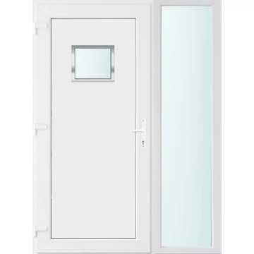 Műanyag bejárati ajtó 140x210 balos Washington 1 üveges 2 rétegű üveggel, 5 kamrás fehér