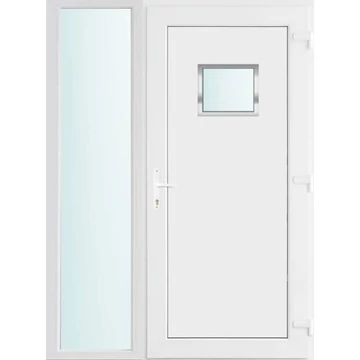 Műanyag bejárati ajtó 140x210 jobbos Washington 1 üveges 2 rétegű üveggel, 5 kamrás fehér