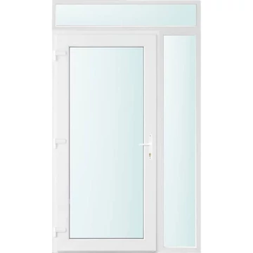 Műanyag bejárati ajtó 140x240 balos Baltimore üveges 2 rétegű üveggel, 5 kamrás fehér