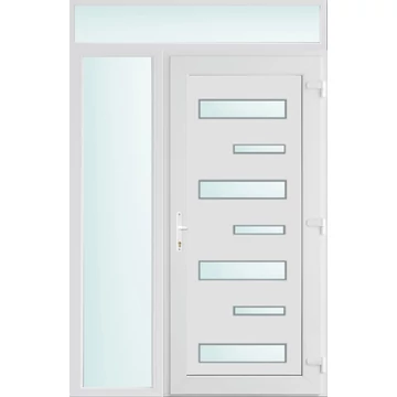 Műanyag bejárati ajtó 140x240 jobbos Georgia 7 üveges 2 rétegű üveggel és hőszigetelt panellel 5 kamrás fehér